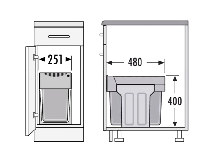 Pattumiera doppia, 1 x 12 litri e 1 x 18 litri, Hailo Tandem