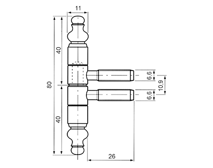 Cerniera per mobili stile barocco 50B-11-000, acciaio bronzato, 11