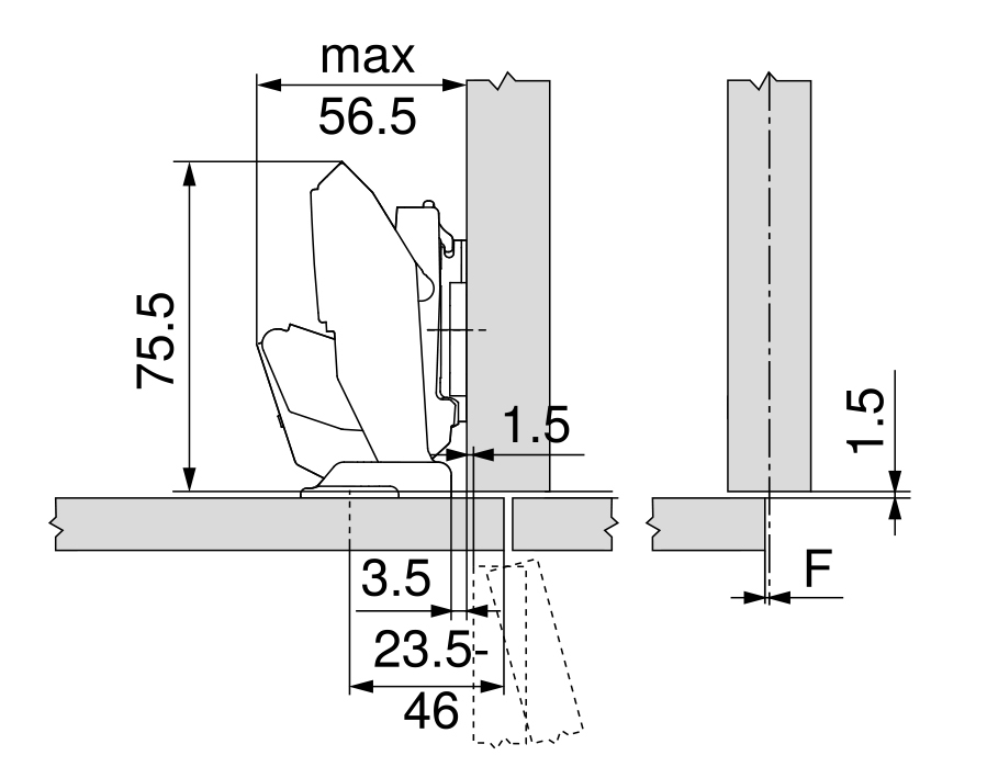 CLIP Top Blum  Cerniere per mobili con angolo apertura ante 170°