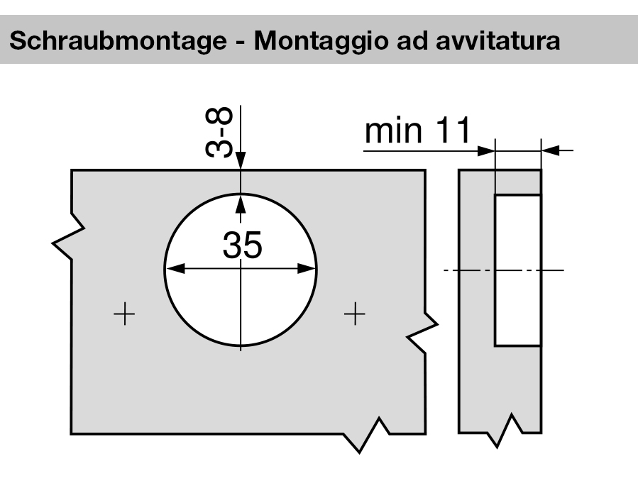 Cerniera da 170° CLIP top, 170°, esterna, da avvitare, senza