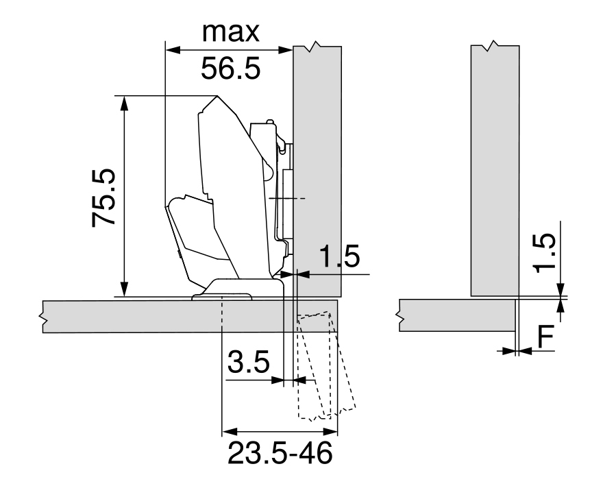 CLIP Top Blum  Cerniere per mobili con angolo apertura ante 170°